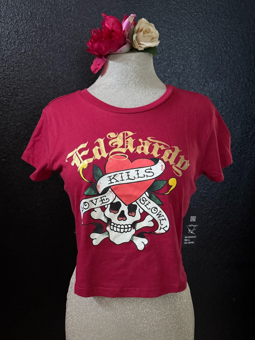 Ed Hardy Deep Red Logo Tee